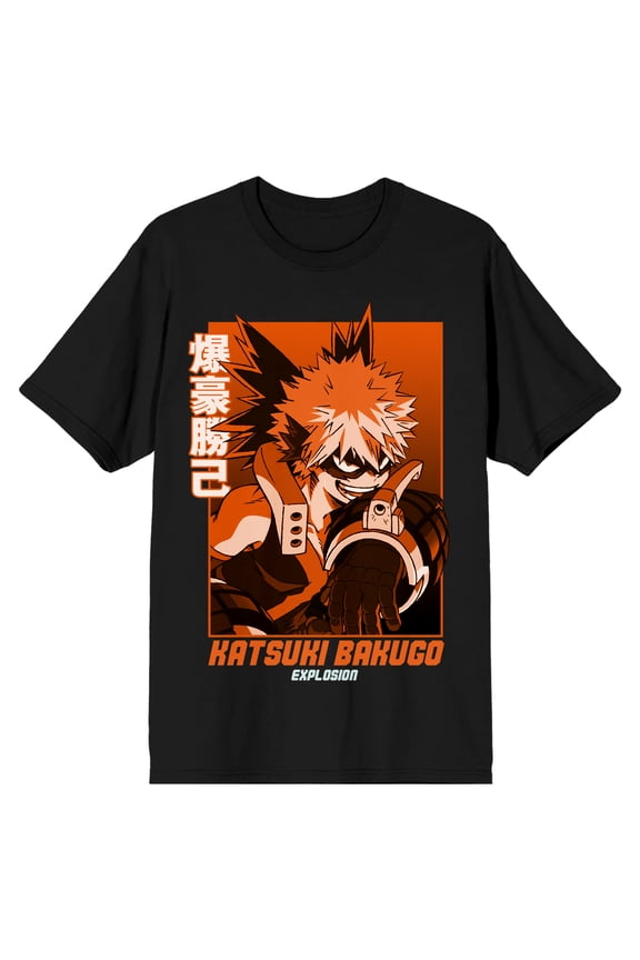 My Hero Academia Katsuki Bakugo Explosion Men's black T-shirt-XS