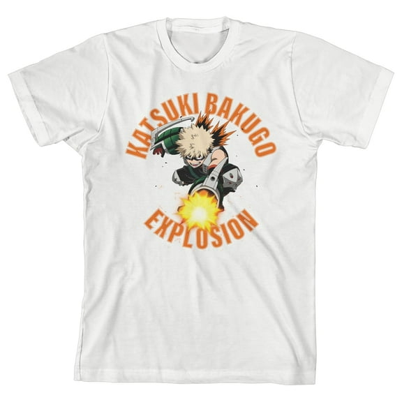 My Hero Academia Katsuki Bakugo Explosion Youth Boy's White T-Shirt-Small