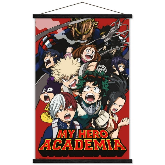 My Hero Academia - Key Art 2 Wall Poster with Wooden Magnetic Frame, 22.375" x 34"