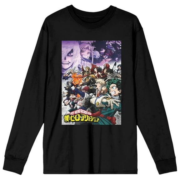 My Hero Academia Key Art Adult Black Long Sleeve Crew Neck Tee-Medium
