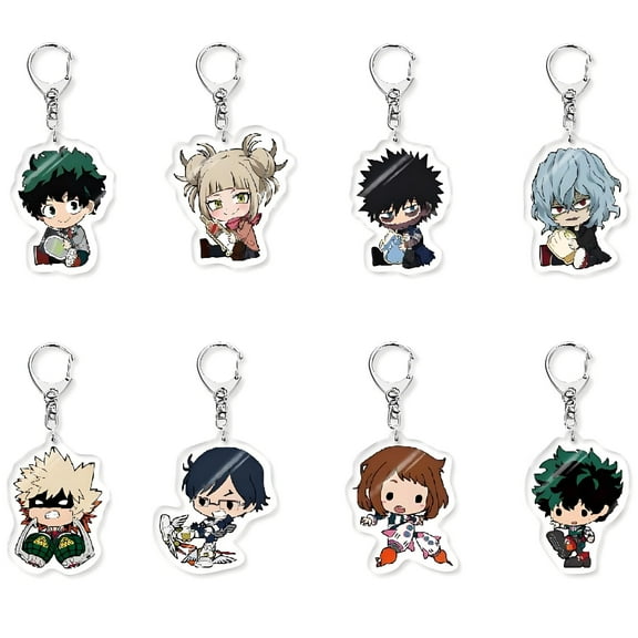 My Hero Academia Keychain Bulk, 8 Pack Acrylic Figure Keychain Exquisite Anime Keychains Cute Party Favors for Backpack