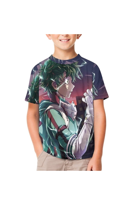 My Hero Academia Kids Short Sleeve Tee Shirt Novelty Crewneck T-Shirts Unisex Summer Blouse Tops for Boys Girls 140CM