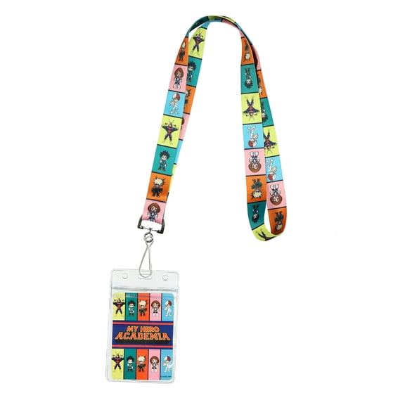 My Hero Academia Lanyard 18" Clear ID Badge Holder Resealable Anime Chibi Character Design