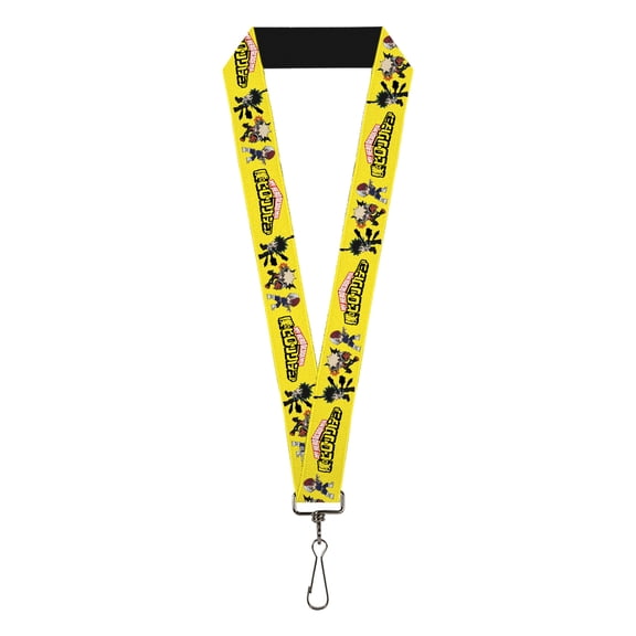 My Hero Academia Lanyard, My Hero Academia Chibi Trio Action Poses and Logo Yellow, Elastic