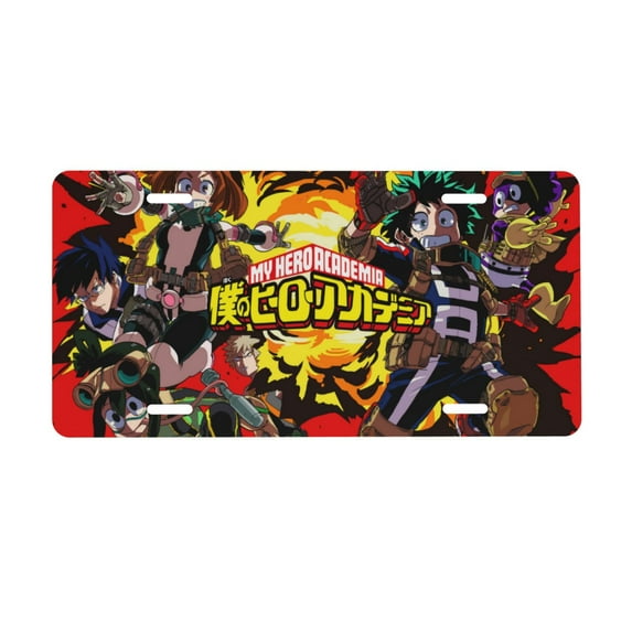 My Hero Academia License Plate Cover Aluminum Novelty Vanity Tag Protection License Plate Tag Sign Decorative For Various Car Truck Models