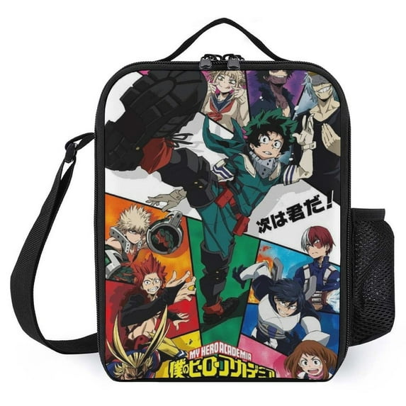 My Hero Academia Lunch Tote Bag Reusable Bento Bag Lunch Box Insulated Cooler Bag Adjustable Shoulder Bag