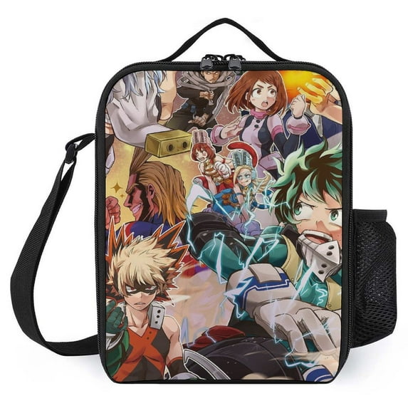 My Hero Academia Lunch Tote Bag Reusable Bento Bag Lunch Box Insulated Cooler Bag Adjustable Shoulder Bag