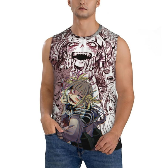 My Hero Academia MHA Himiko Toga Men's Tank Top Lightweight Summer Sleeveless Tee Shirt Muscle Tank Tops Workout T-Shirts Casual Athletic Undershirts