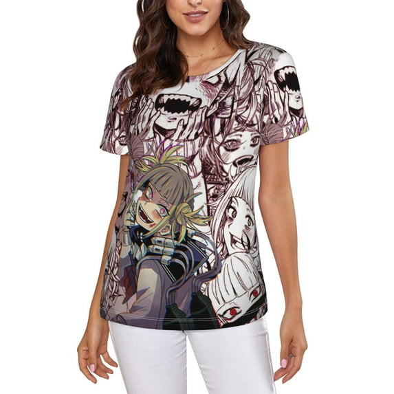 My Hero Academia MHA Himiko Toga Women's T Shirts Round Neck Short-Sleeve Soft T-Shirt Summer Casual Tee Tops 3D Printing Tee Shirt