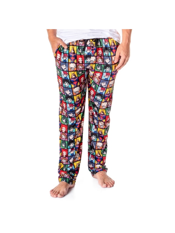 My Hero Academia Men's All Might And Students Allover Character Grid Loungewear Pajama Pants