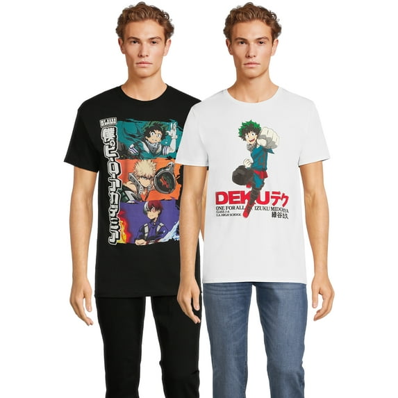 My Hero Academia Men's & Big Men's Graphic Tee Shirts, 2-Pack, S-3XL
