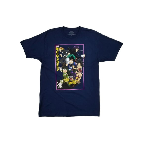 My Hero Academia Mens Navy Blue Graphic Tee Short Sleeve T-Shirt X-Large
