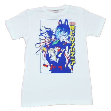 My Hero Academia Mens T-Shirt - Blue Tinted Deku All Might  Tomura Kanji Box (X-Large)