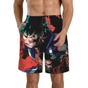 My Hero Academia Mha Deku Men's Beach Shorts Swim Trunks Casual Quick Dry Board Shorts Swimwear with Mesh Lined and Pockets