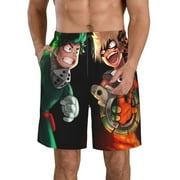 My Hero Academia Midoriya Men's Beach Shorts Swim Trunks Casual Quick Dry Board Shorts Swimwear with Mesh Lined and Pockets