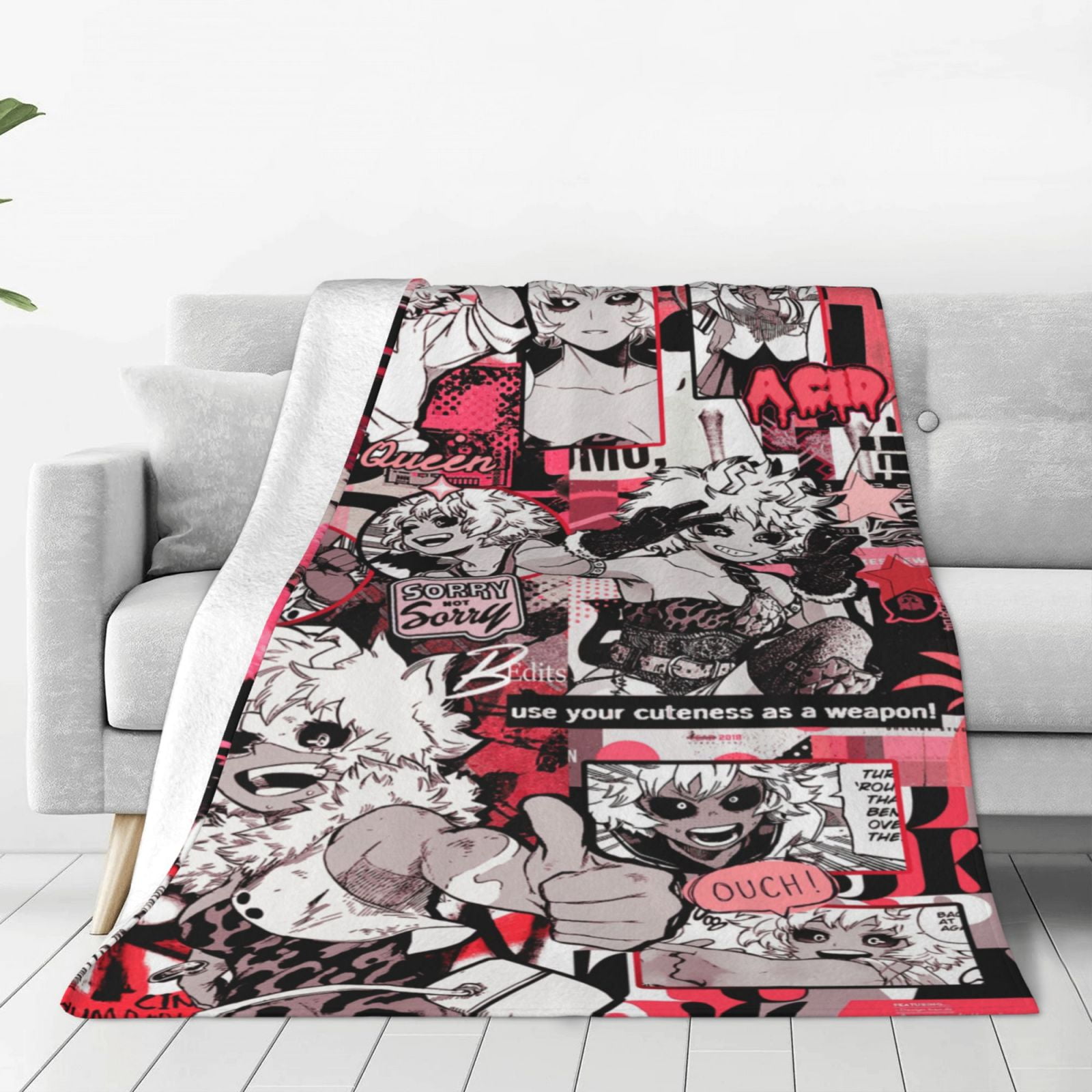 My Hero Academia Mina Ashido Anime Collage Blanket Soft Cozy Fleece
