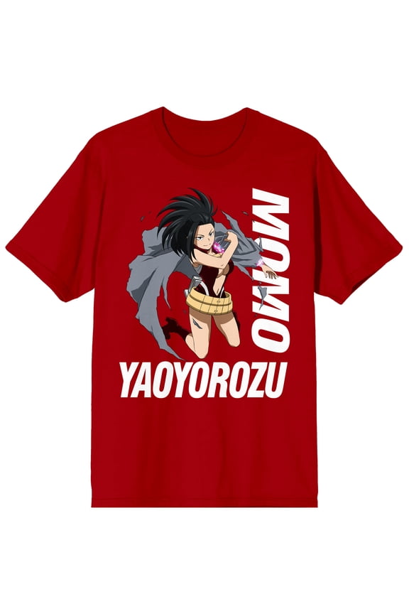 My Hero Academia Momo Yaoyorozu Men's Red Graphic Tee-XL