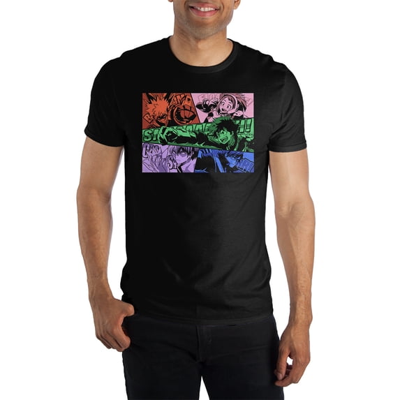 My Hero Academia Multicolored Action Group Black Graphic Tee- M