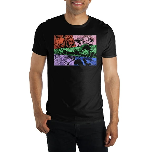 My Hero Academia Multicolored Action Group Black Graphic Tee - XXL