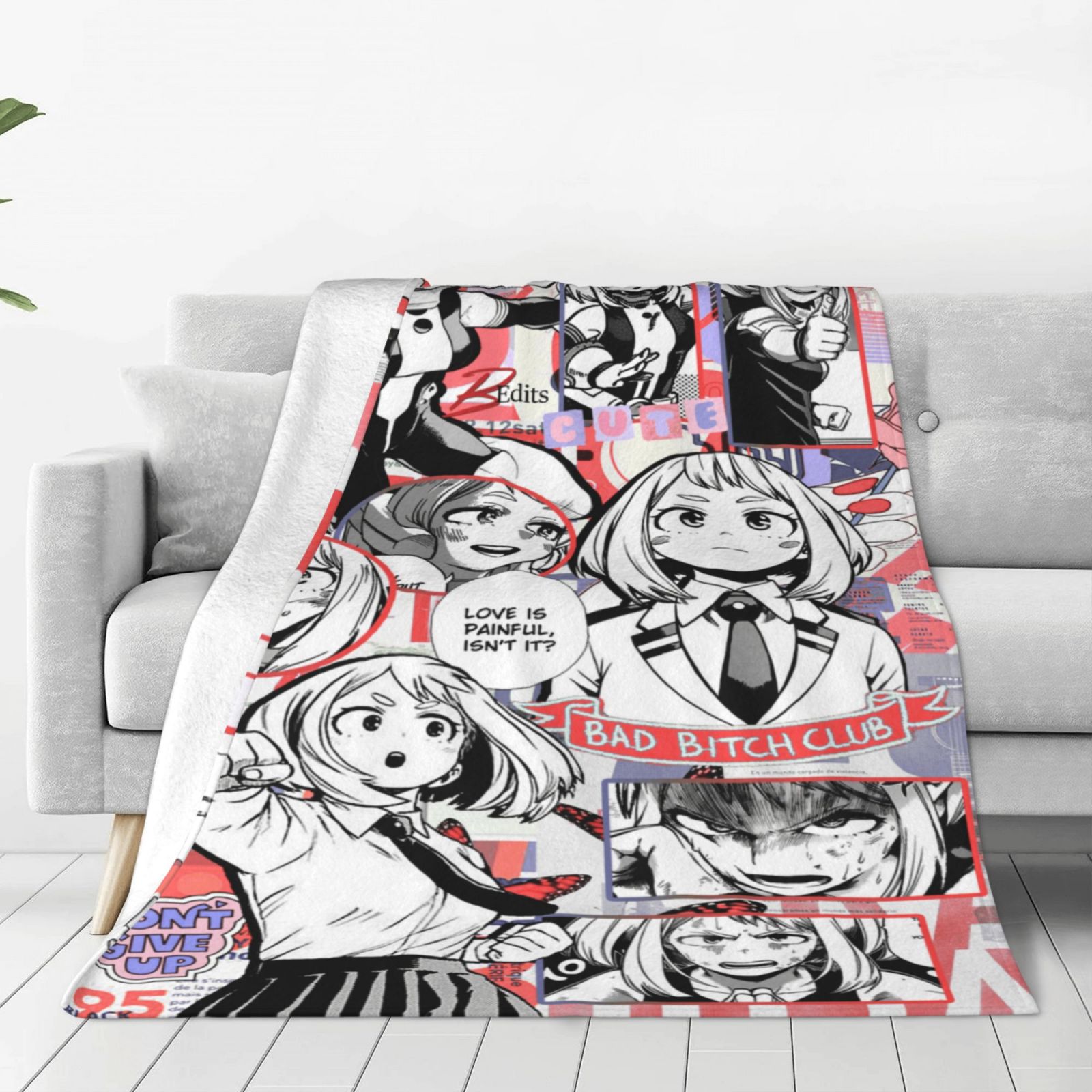 My Hero Academia Ochako Uraraka Anime Collage Blanket Soft Cozy Fleece