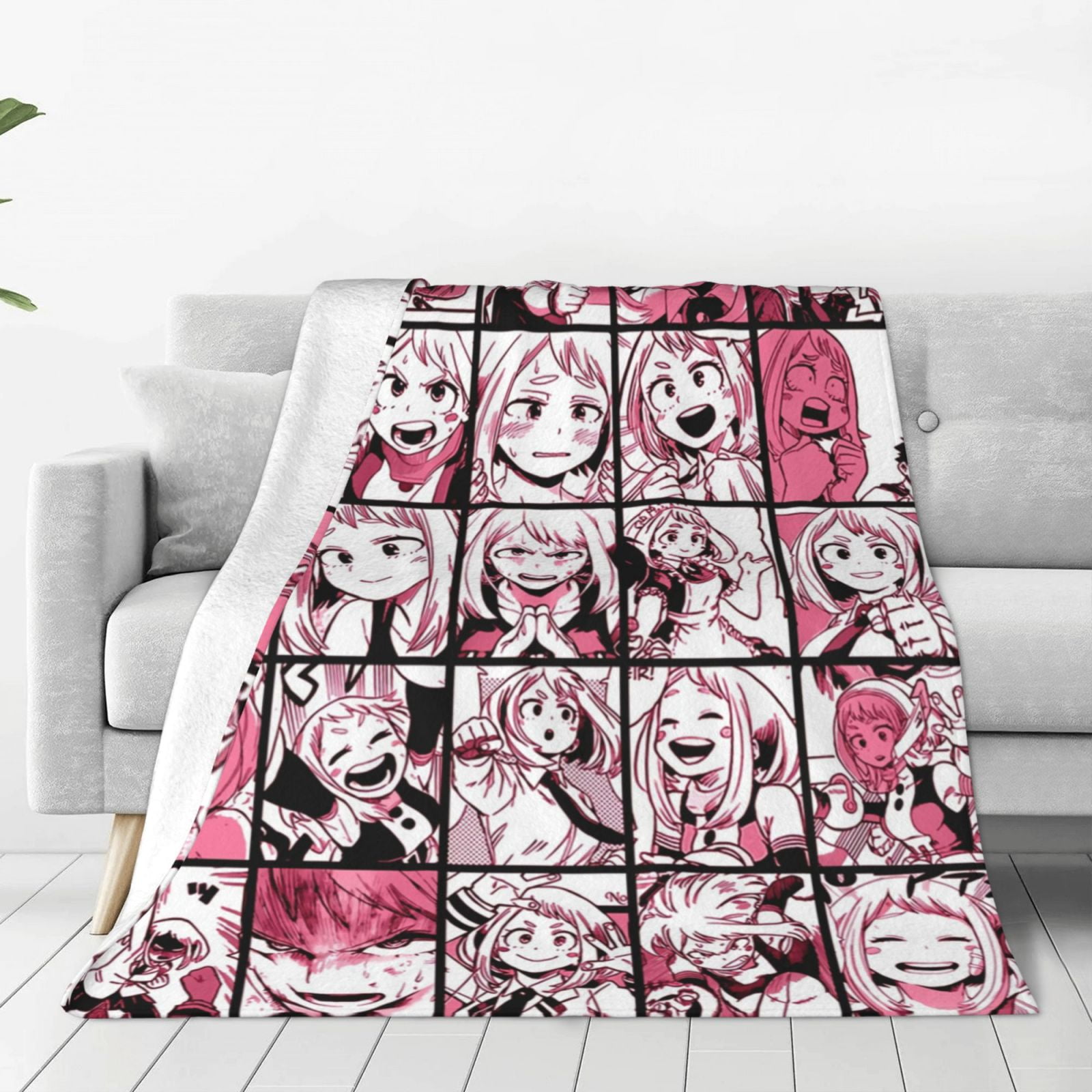 My Hero Academia Ochako Uraraka Anime Collage Blanket Soft Cozy Fleece