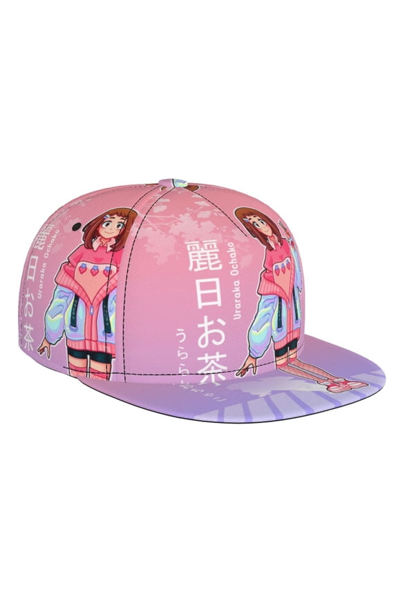 My Hero Academia Ochako Uraraka Baseball Cap For Men, Women & Kids, Classic Flat Brim Hat Hip Hop Trucker Hat Adjustable Snapback Hat