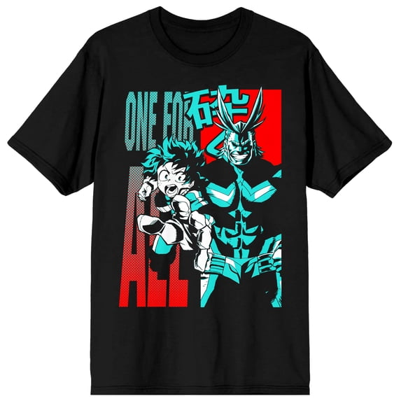 My Hero Academia One For All Anime Character Mens Black Graphic Tee-XS