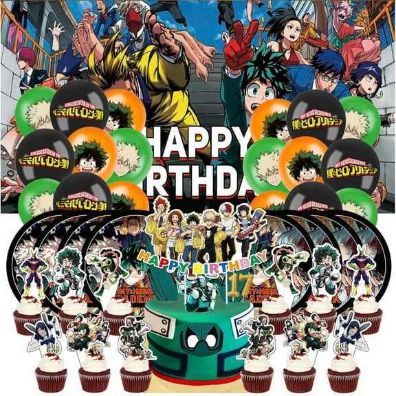 My Hero Academia Party Supplies Birthday Balloons Plates Decoration Cake Topper Decor Tableware Banner Backdrop