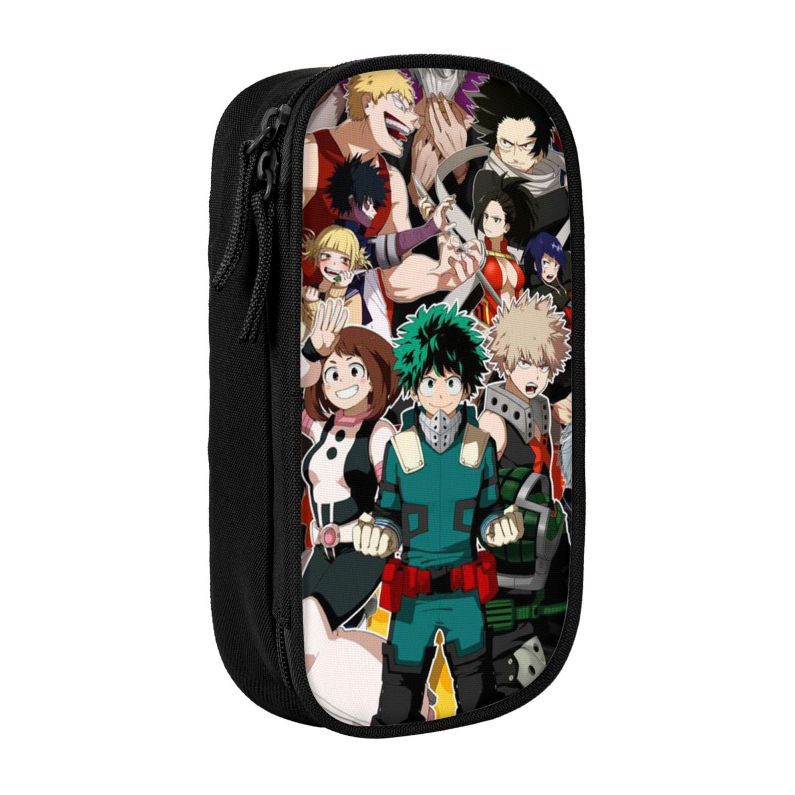 My Hero Academia Pencil Case Large Capacity Pencil Pouch Pen Bag Office Stationery Organizer Travel Makeup Bag Black