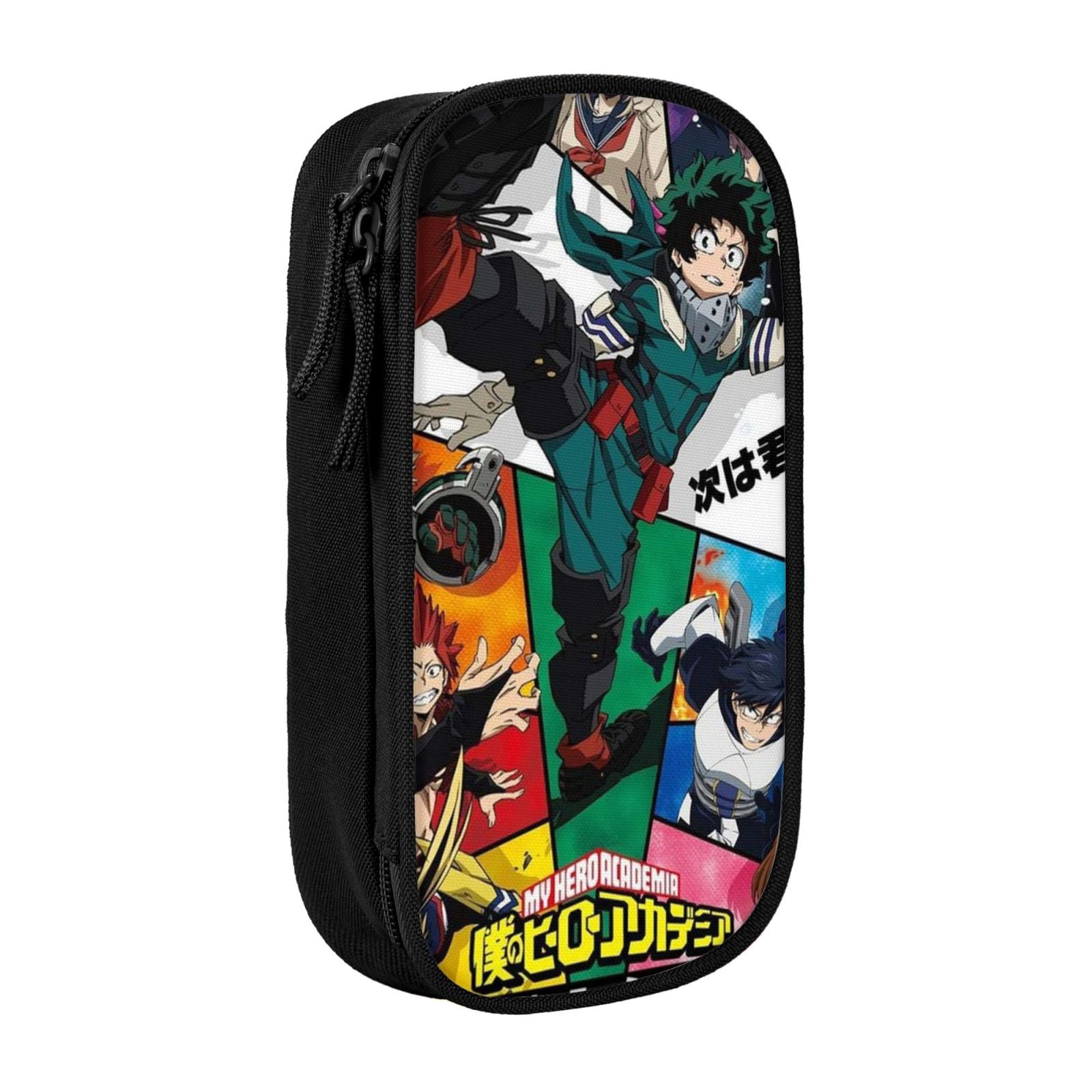 My Hero Academia Pencil Case Large Capacity Pencil Pouch Pen Bag Office Stationery Organizer Travel Makeup Bag Black