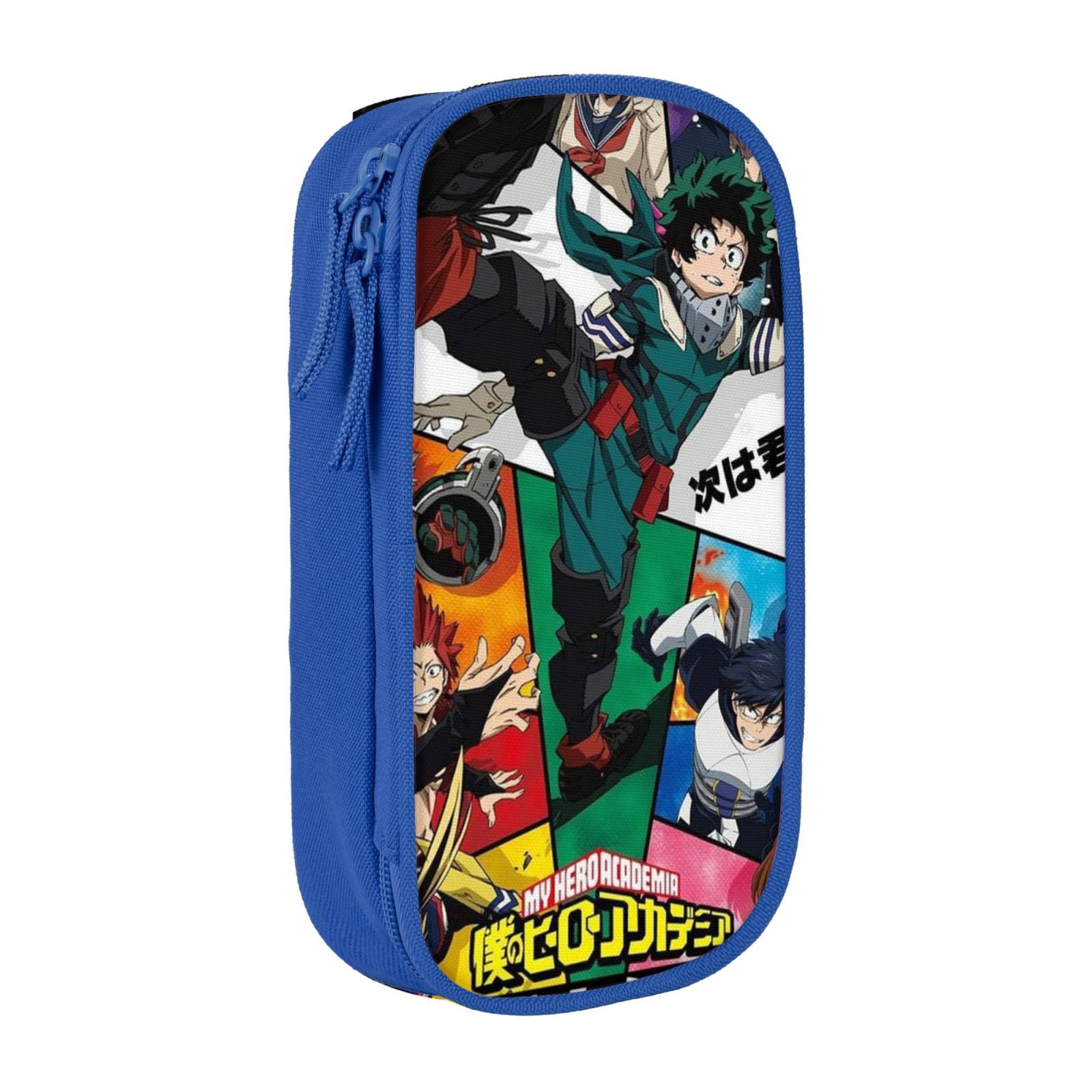 My Hero Academia Pencil Case Large Capacity Pencil Pouch Pen Bag Office Stationery Organizer Travel Makeup Bag Blue