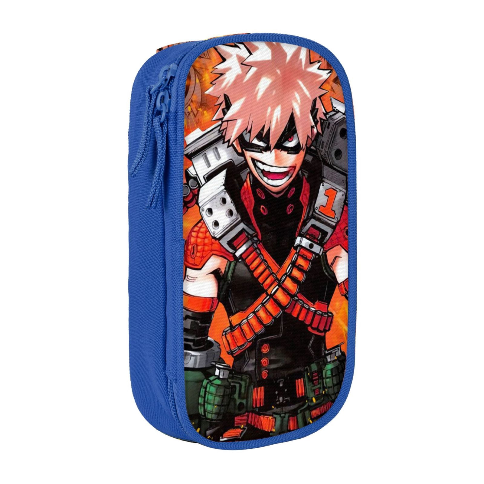 My Hero Academia Pencil Case Large Capacity Pencil Pouch Pen Bag Office Stationery Organizer Travel Makeup Bag Blue