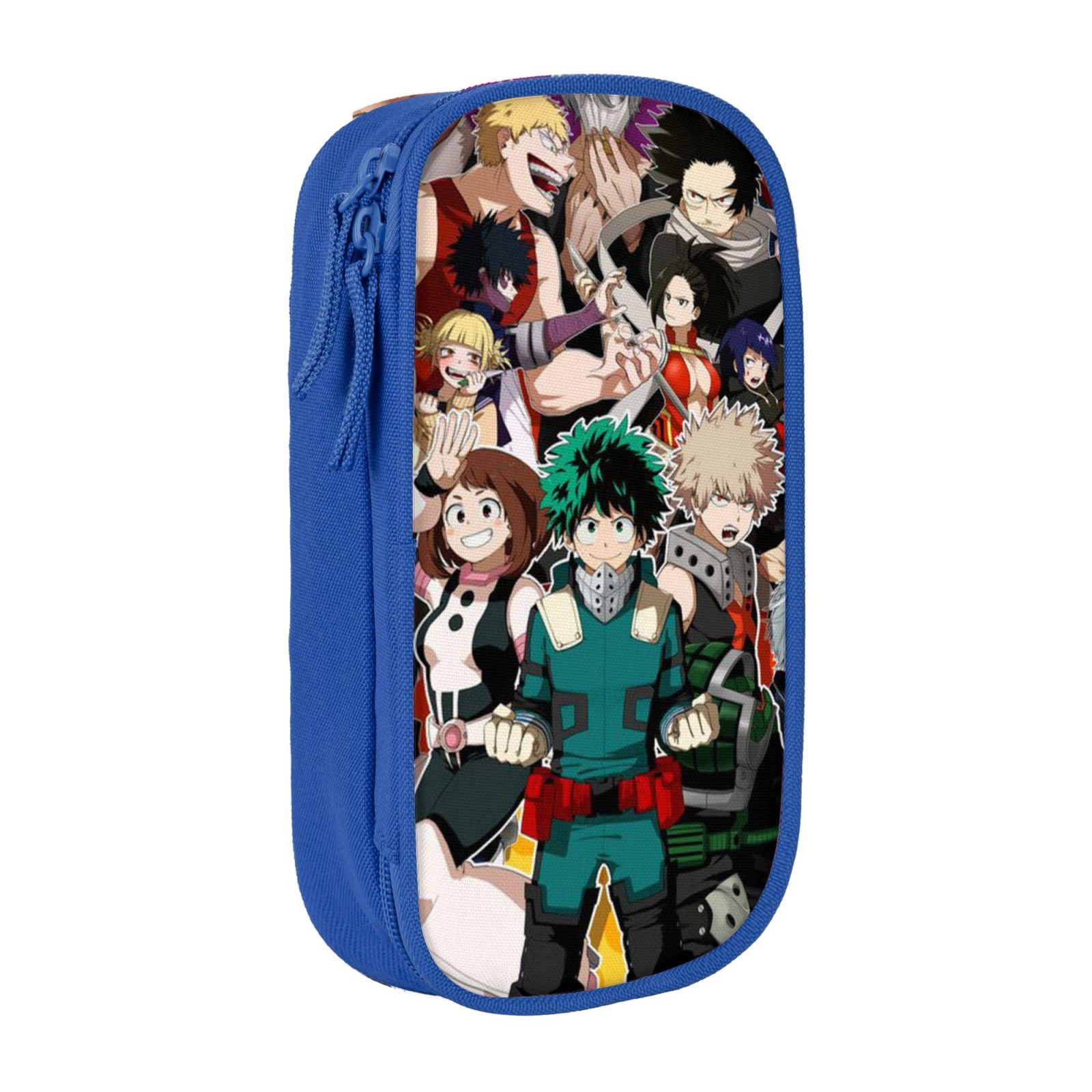 My Hero Academia Pencil Case Large Capacity Pencil Pouch Pen Bag Office Stationery Organizer Travel Makeup Bag Blue