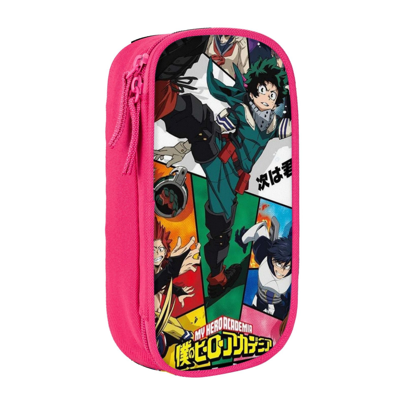 My Hero Academia Pencil Case Large Capacity Pencil Pouch Pen Bag Office Stationery Organizer Travel Makeup Bag Pink