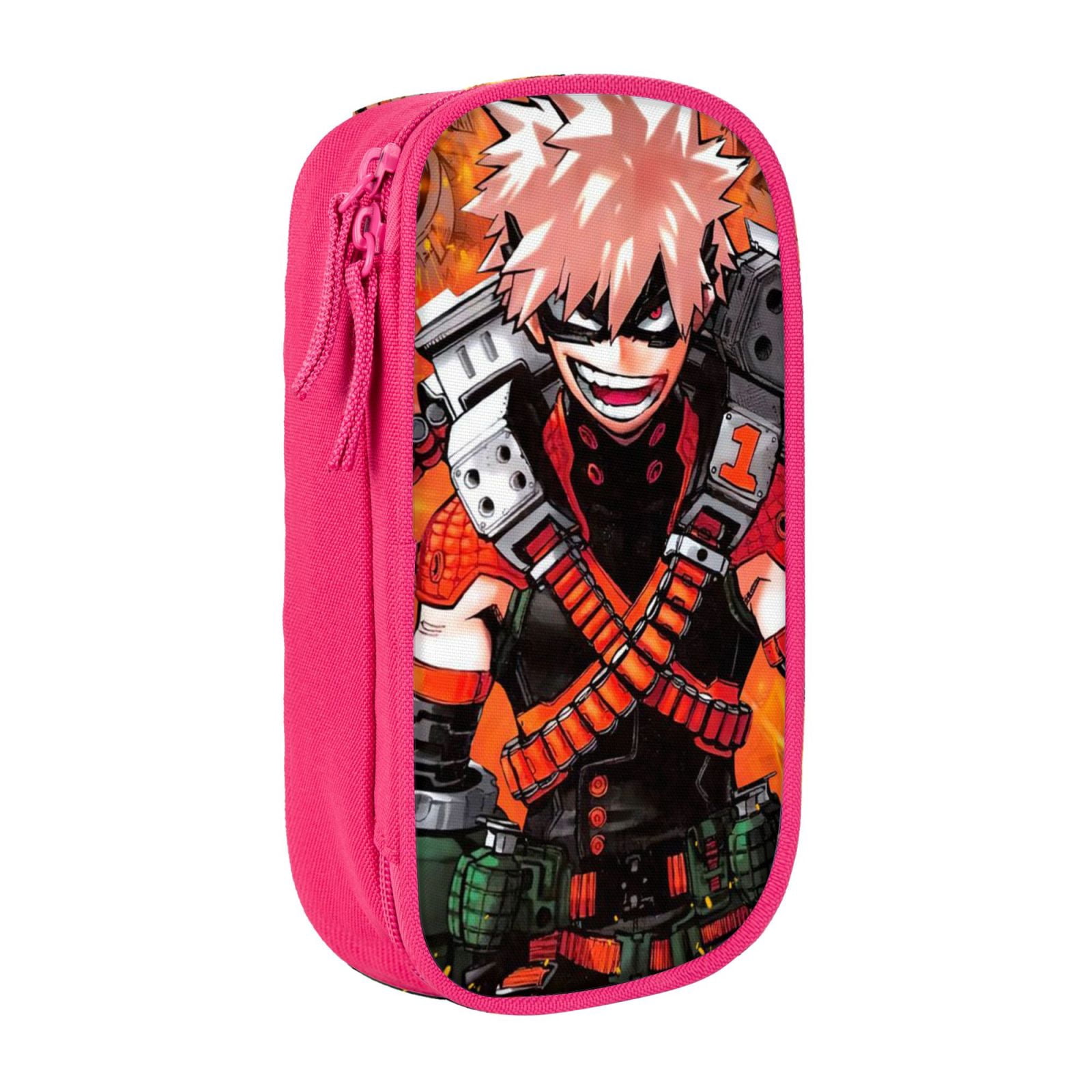 My Hero Academia Pencil Case Large Capacity Pencil Pouch Pen Bag Office Stationery Organizer Travel Makeup Bag Pink