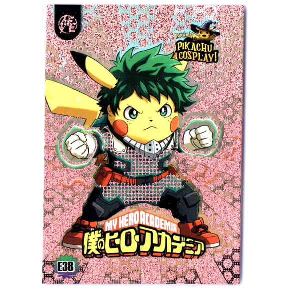 My Hero Academia Pokemon Pikachu Deku Trading Card Ultra Rare Chase Holo Purple Sparkle Holofoil