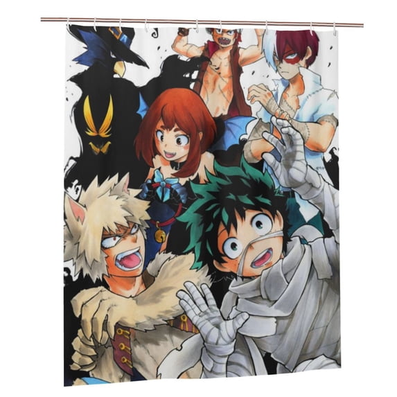 My Hero Academia Poster Shower Curtain Bathroom Decor Polyester Waterproof Bath Curtains With Hooks 60x72 Inches