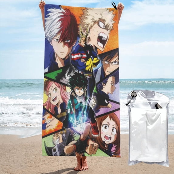 My Hero Academia Quick Dry Sand Free Microfiber Beach Towel for Adults, 31.5"x63" Oversized Super Absorbent Lightweight Camping Towel for Traveling Swimming Sports