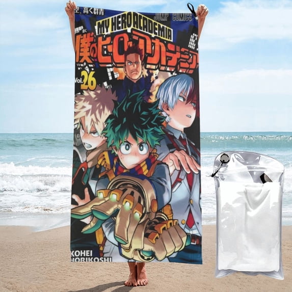 My Hero Academia Quick Dry Sand Free Microfiber Beach Towel for Adults, 31.5"x63" Oversized Super Absorbent Lightweight Camping Towel for Traveling Swimming Sports
