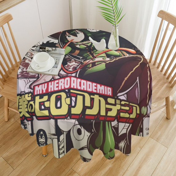 My Hero Academia Round Tablecloth Print Decorative Table Cover Washable Table Cloths for Dining Party Picnic 50x50in