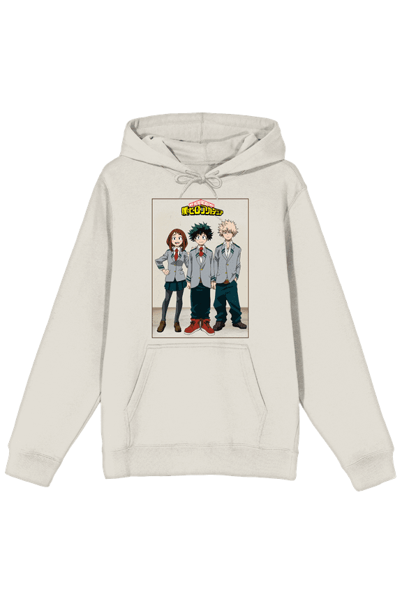 My Hero Academia: Season 1 Izuku Midoriya, Ochaco Uraraka, Katsuki Bakugo Adult Sand Hoodie-Large