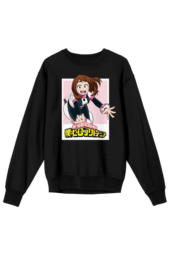 My Hero Academia Season 2 Ochaco Uraraka Crew Neck Long Sleeve Adult Black Sweatshirt-3XL