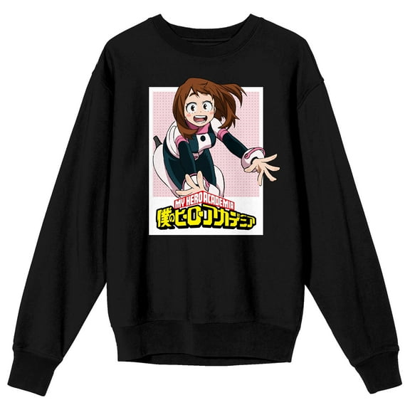 My Hero Academia Season 2 Ochaco Uraraka Crew Neck Long Sleeve Adult Black Sweatshirt-Medium