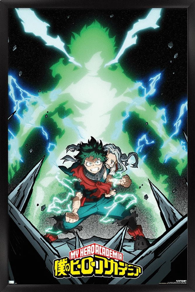 My Hero Academia: Season 4 - Deku Visual Wall Poster, 14.725" x 22.375", Framed
