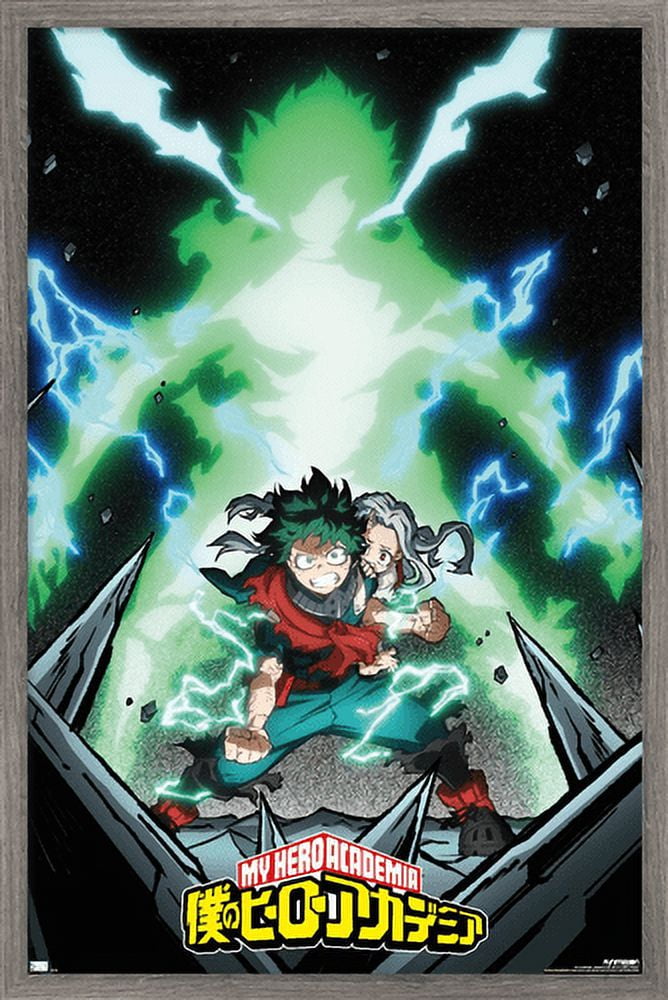 My Hero Academia: Season 4 - Deku Visual Wall Poster, 22.375" x 34", Framed