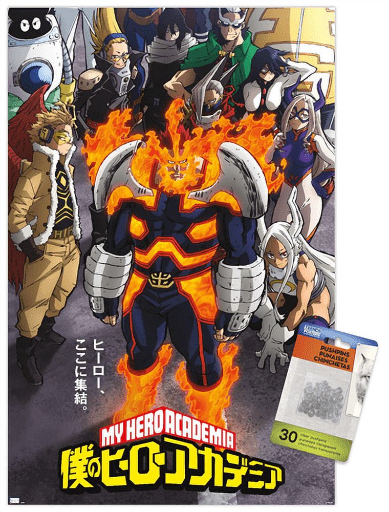 My Hero Academia: Season 6 - Teaser Key Art Wall Poster with Push Pins, 14.725" x 22.375"