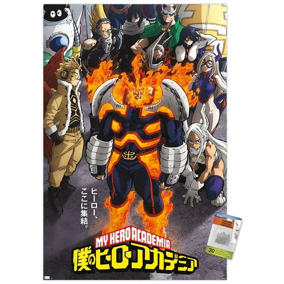 My Hero Academia: Season 6 - Teaser Key Art Wall Poster with Pushpins, 22.375" x 34"