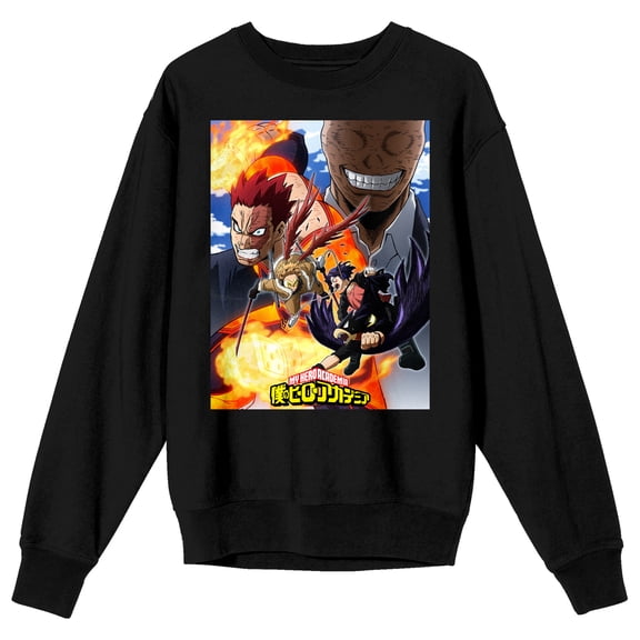 My Hero Academia Season 7 Endeavor VS AFO Poster Adult Black Crew Neck Long Sleeve Sweatshirt-Large
