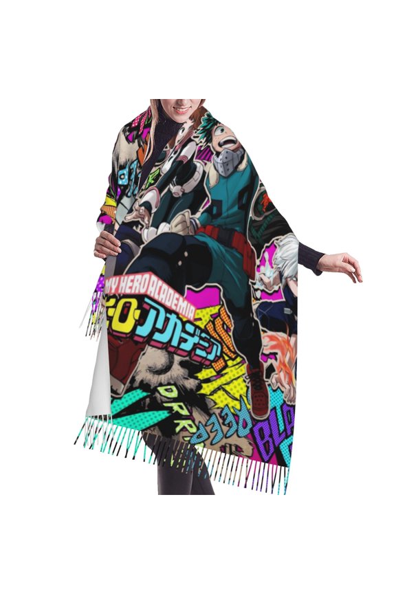 My Hero Academia Shawl Wrap for Womens Winter Warm Long Soft Scarf Pashmina Shawl Scarves