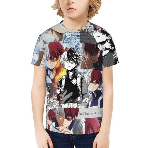 My Hero Academia Shoto Todoroki Kids T-Shirt 3d Printed Graphic T-Shirts Boys And Girls Short Sleeve Shirts For Youth Kids Medium